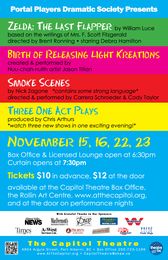 Three one-act plays: Zelda, Birth of Releasing Light Kreations and Smoke Scenes poster